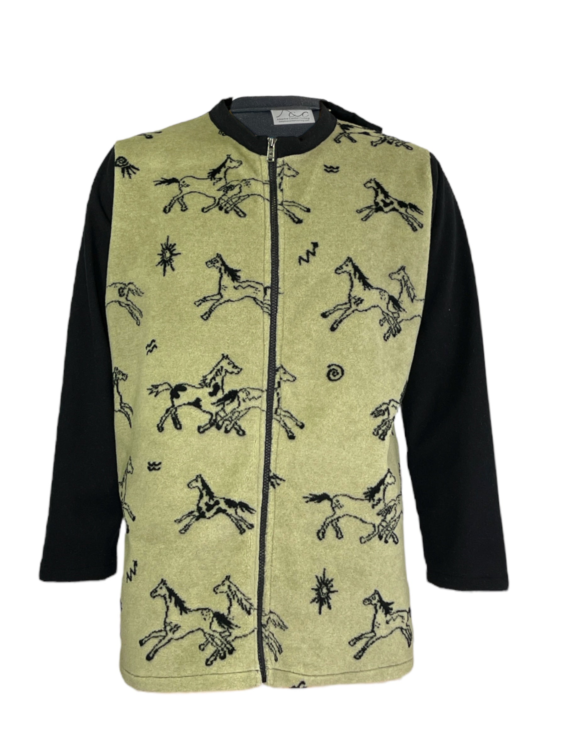 Adaptive Fleece Zip Jacket, Horse Pattern