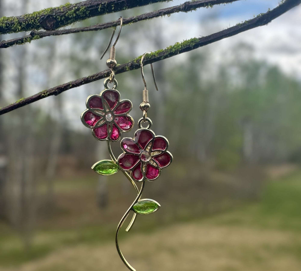 Handmade Quartz Blossom Resin Earrings - Bloom with Nature's Energy