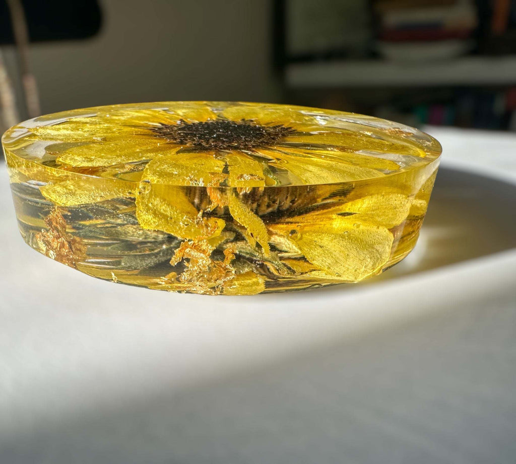 Dessous de verre tournesol Golden Blooms - Décoration d'intérieur élégante avec accent tournesol