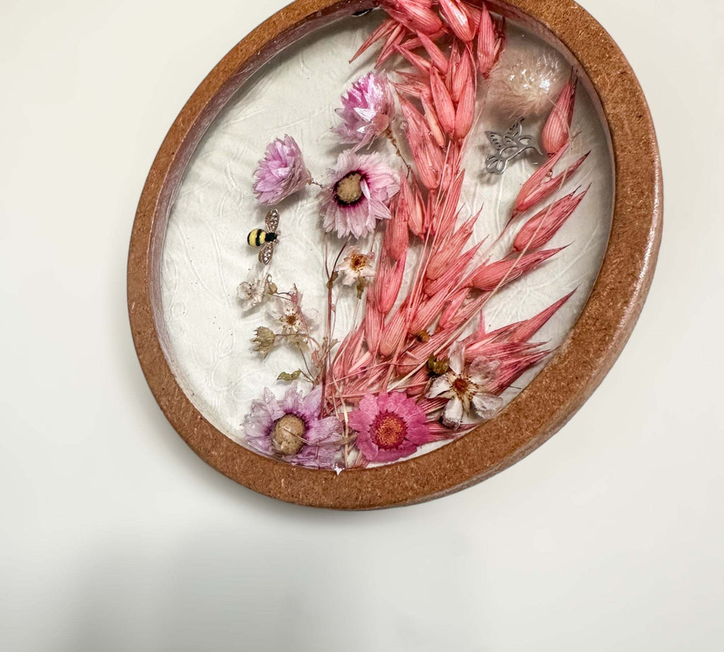 Décoration murale attrape-soleil - Joli charme rustique floral pressé rose