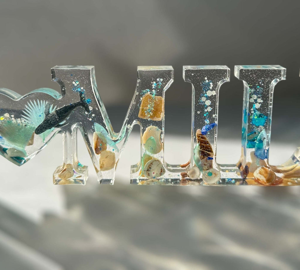 FAMILLE et coquillages - Panneau décoratif autoportant inspiré de l'océan