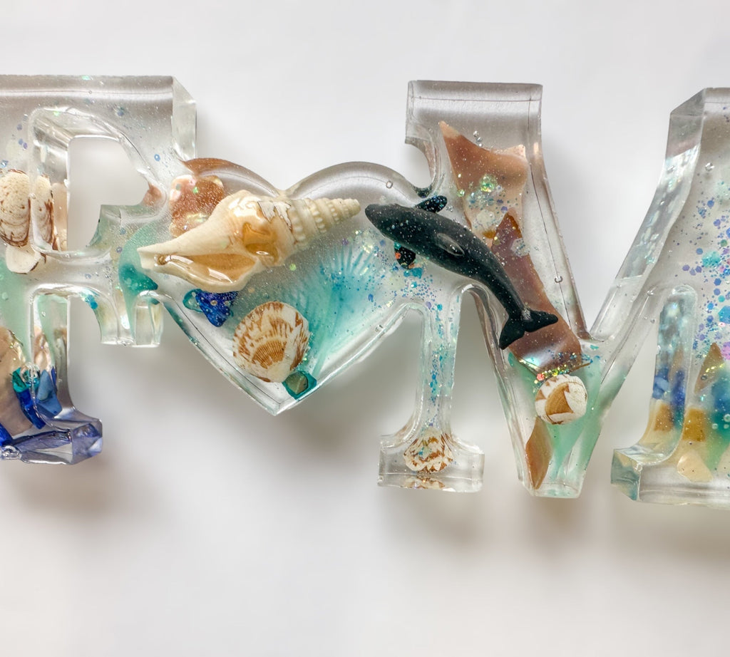 FAMILLE et coquillages - Panneau décoratif autoportant inspiré de l'océan