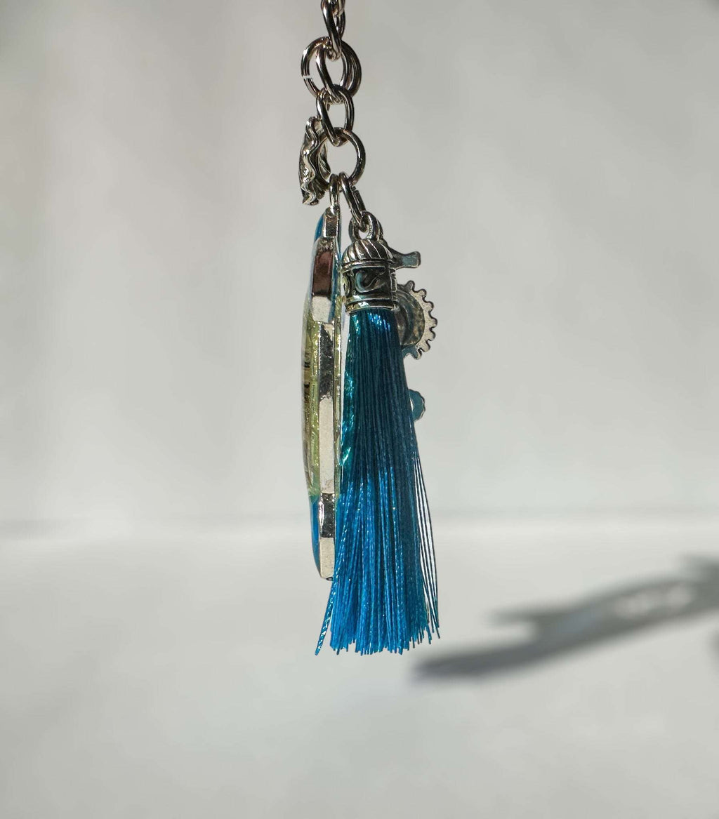 Turtle Keychain Ocean Inspired with Real Mother of Pearl Seashells