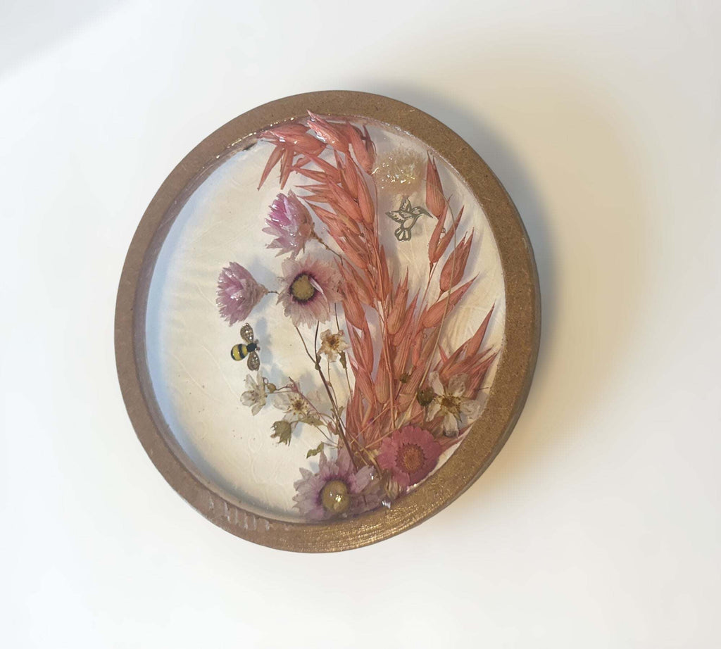 Décoration murale attrape-soleil - Joli charme rustique floral pressé rose