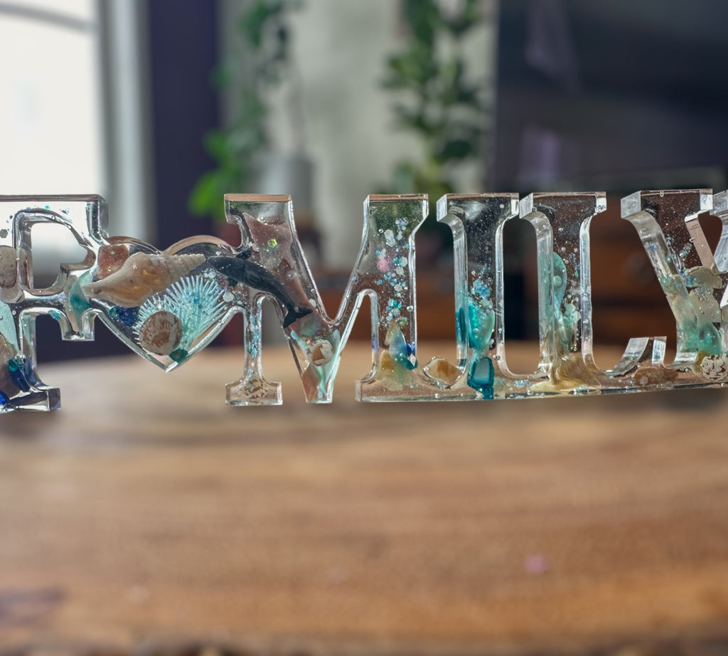 FAMILLE et coquillages - Panneau décoratif autoportant inspiré de l'océan