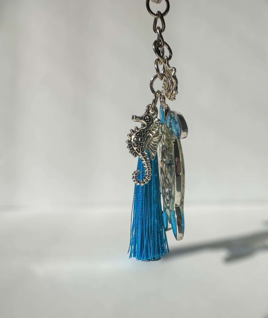 Turtle Keychain Ocean Inspired with Real Mother of Pearl Seashells