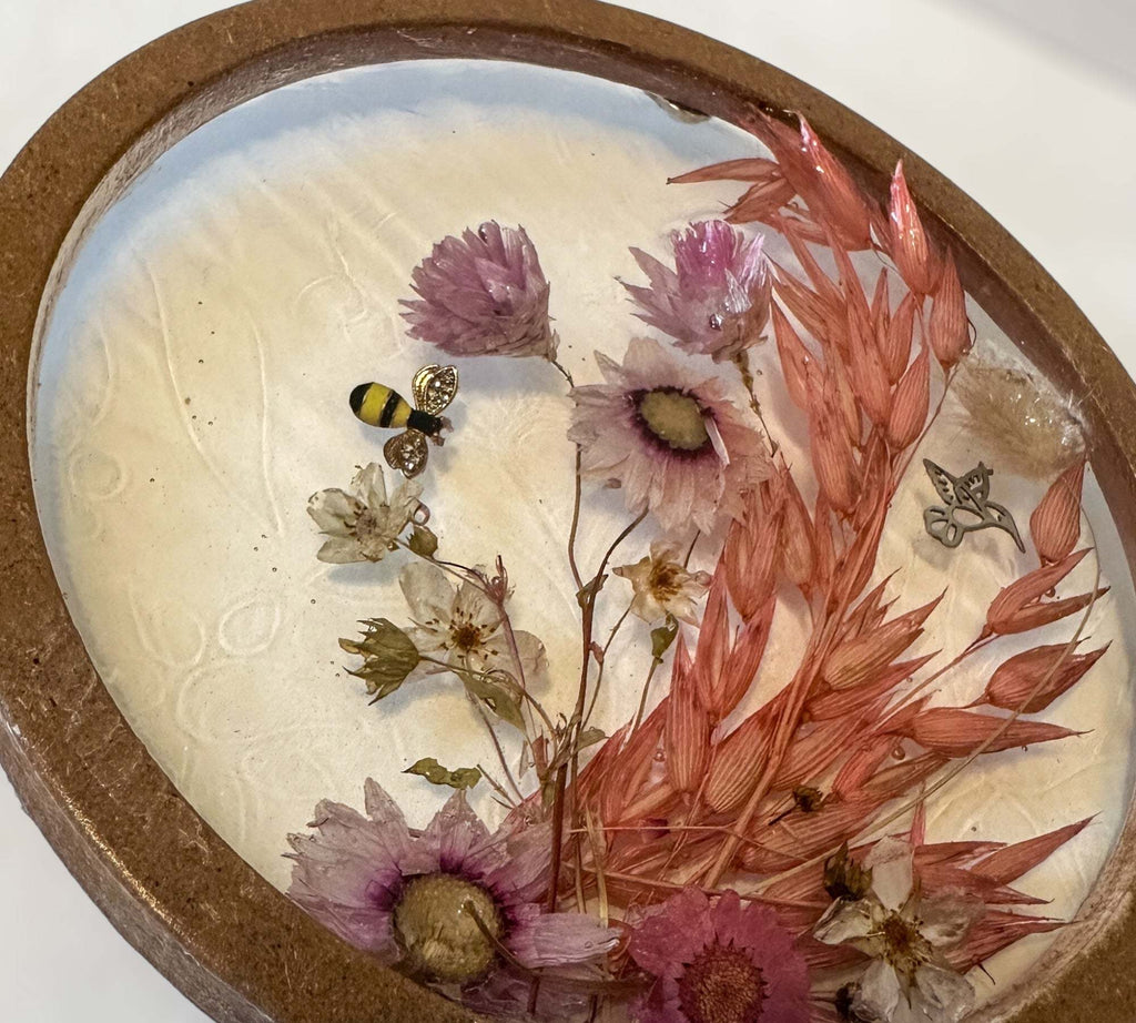 Décoration murale attrape-soleil - Joli charme rustique floral pressé rose
