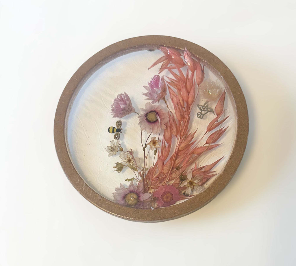 Décoration murale attrape-soleil - Joli charme rustique floral pressé rose