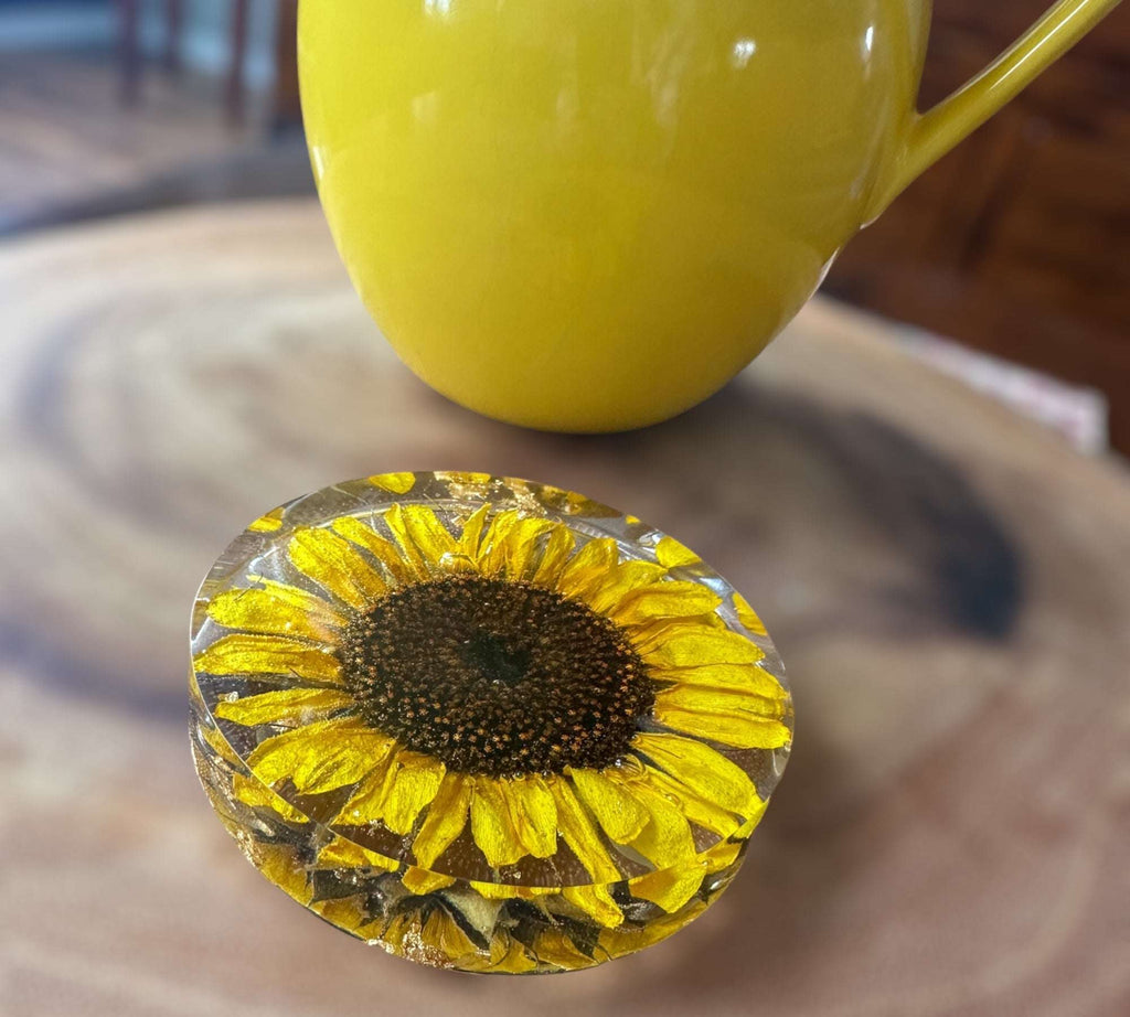 Dessous de verre tournesol Golden Blooms - Décoration d'intérieur élégante avec accent tournesol