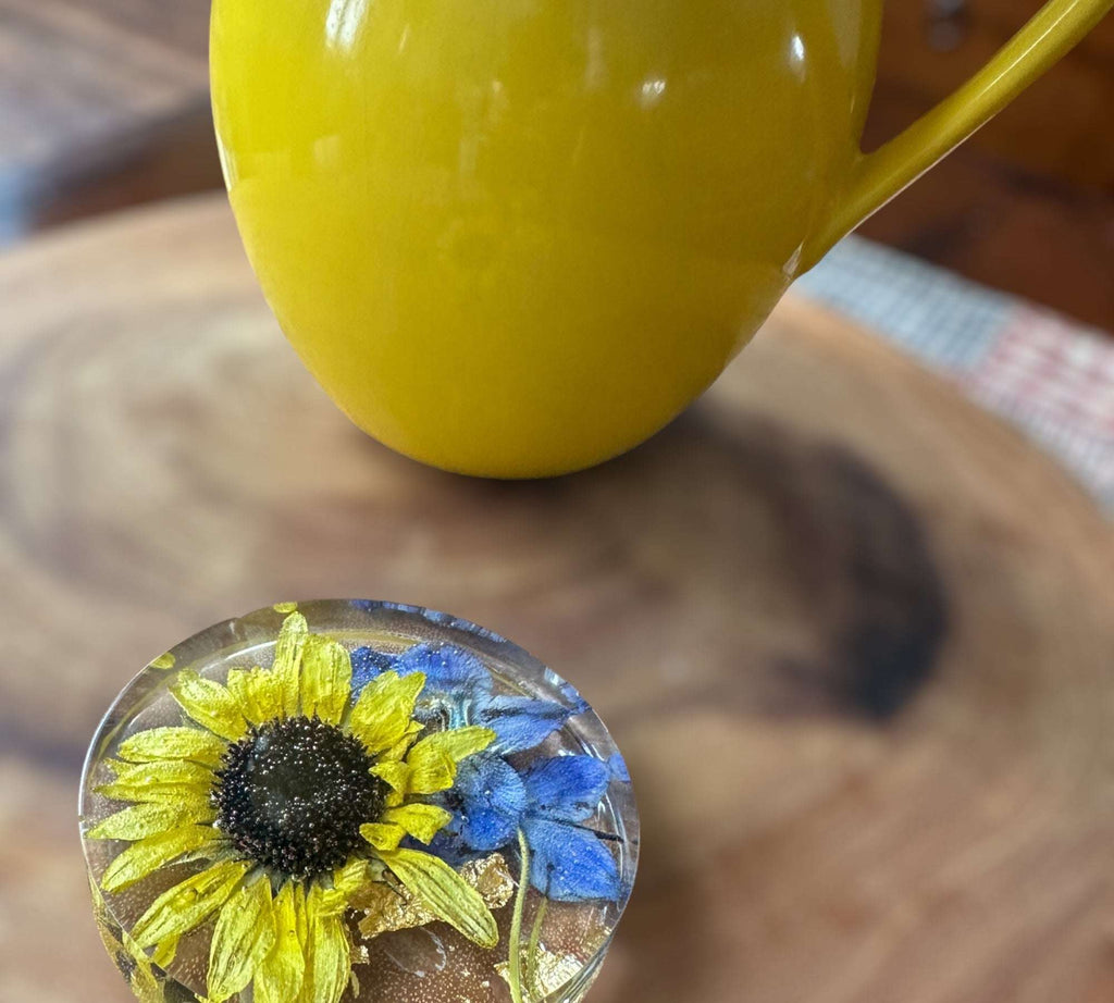 Dessous de verre tournesol Golden Blooms - Décoration d'intérieur élégante avec accent tournesol