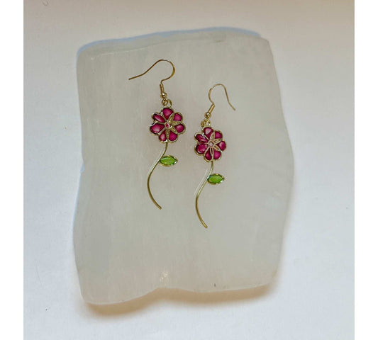 Handmade Quartz Blossom Resin Earrings - Bloom with Nature's Energy