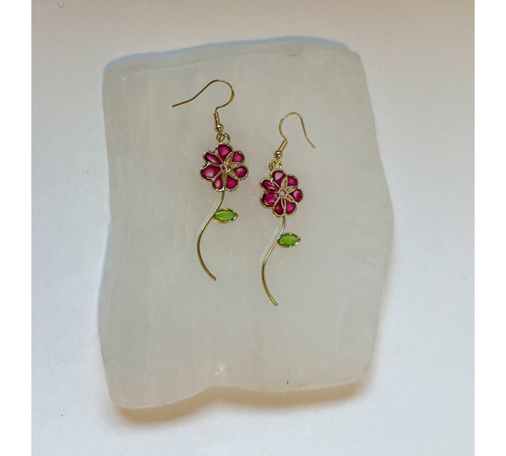 Handmade Quartz Blossom Resin Earrings - Bloom with Nature's Energy