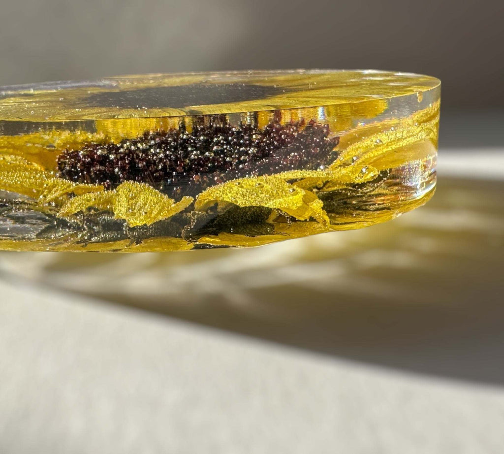 Dessous de verre tournesol Golden Blooms - Décoration d'intérieur élégante avec accent tournesol