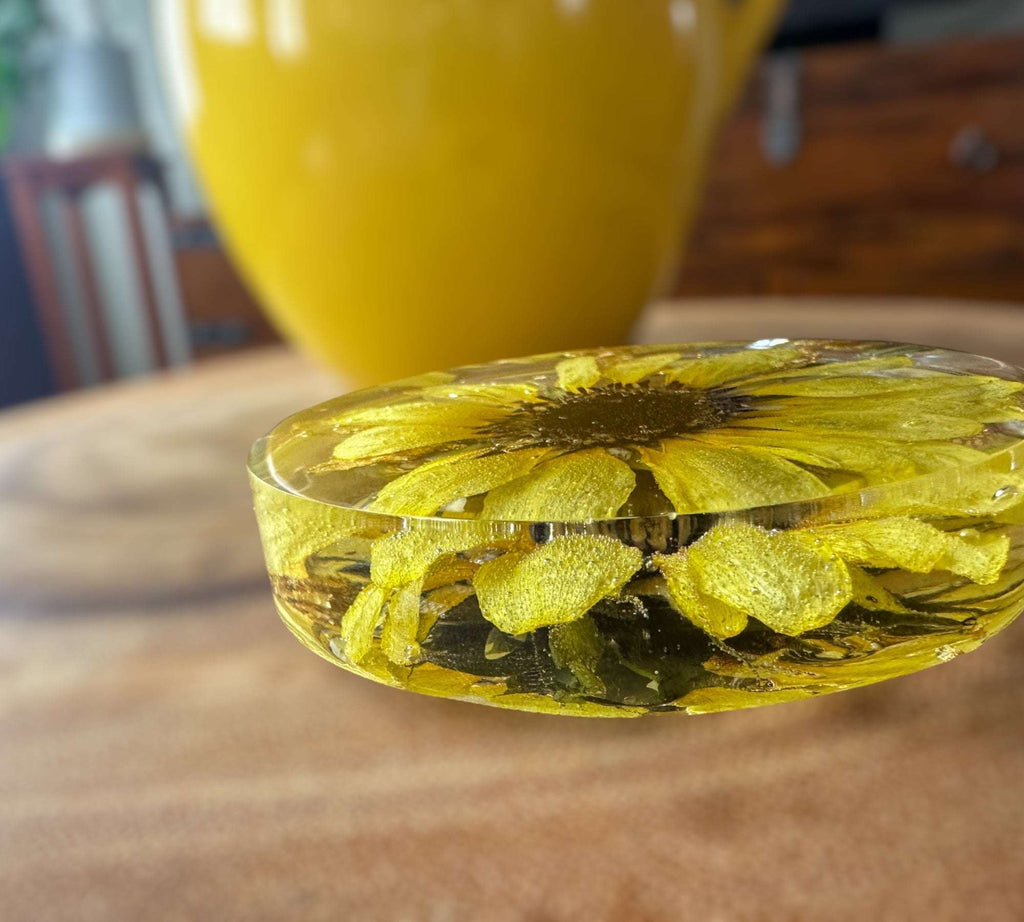 Dessous de verre tournesol Golden Blooms - Décoration d'intérieur élégante avec accent tournesol