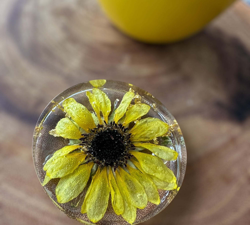 Dessous de verre tournesol Golden Blooms - Décoration d'intérieur élégante avec accent tournesol