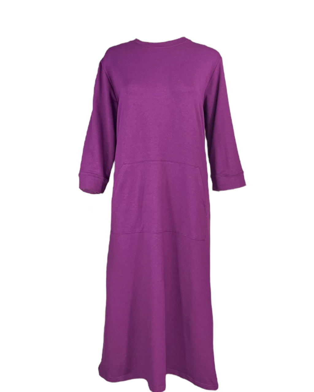 Robe adaptative en coton éponge pour femme – Ouverture au dos, col ras du cou, magenta (S–3XL)