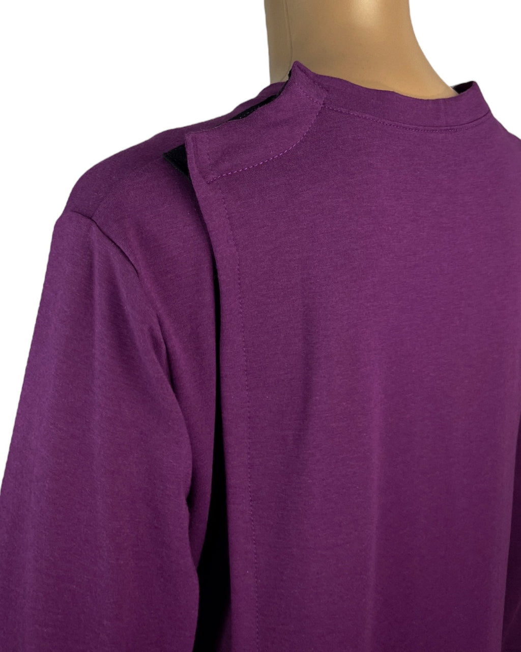 Robe adaptative en coton éponge pour femme – Ouverture au dos, col ras du cou, magenta (S–3XL)