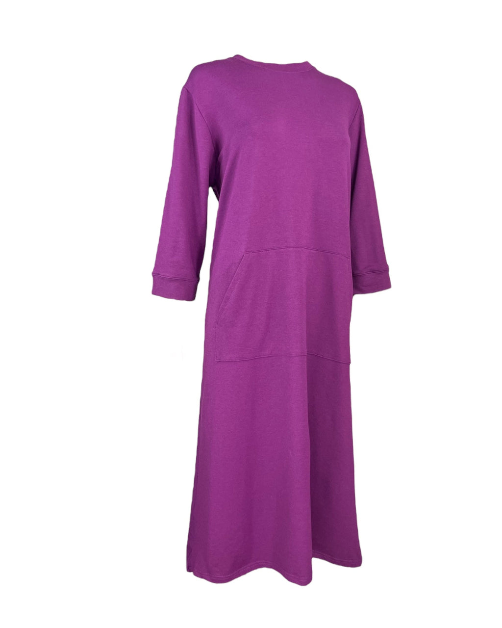 Robe adaptative en coton éponge pour femme – Ouverture au dos, col ras du cou, magenta (S–3XL)