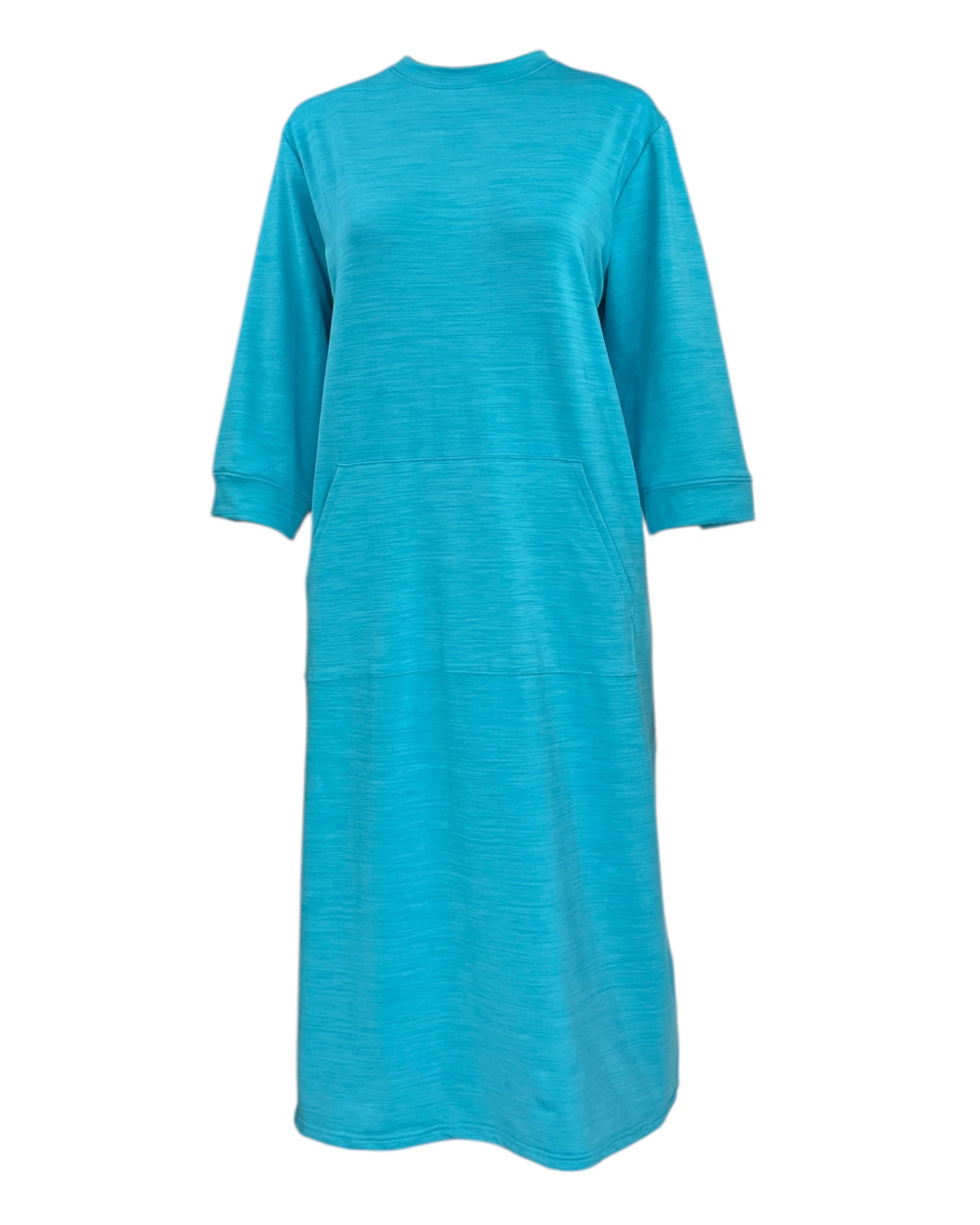 Robe en polaire extensible adaptative pour femme – Ouverture au dos, col ras du cou, délavé aqua