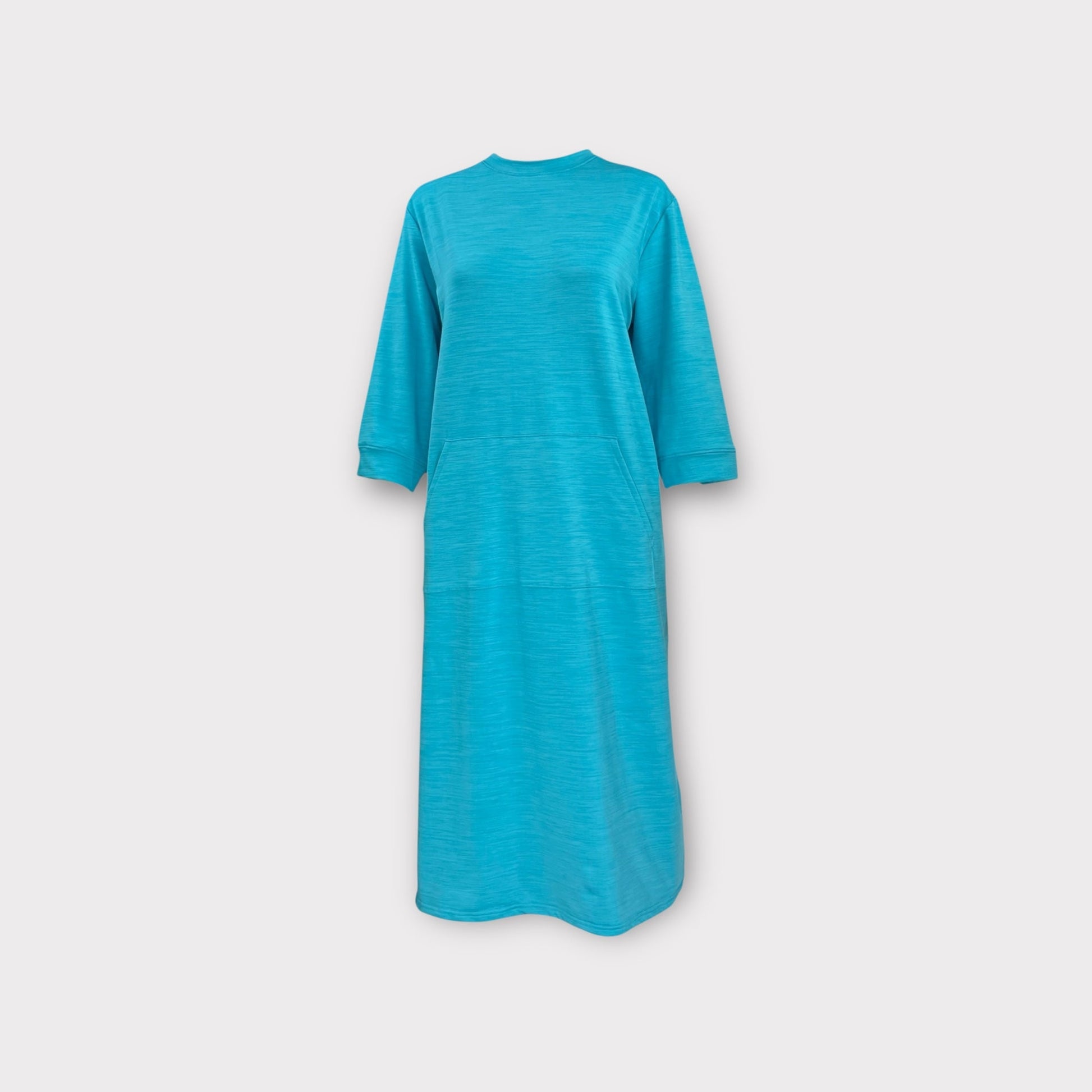 Robe en polaire extensible adaptative pour femme – Ouverture au dos, col ras du cou, délavé aqua