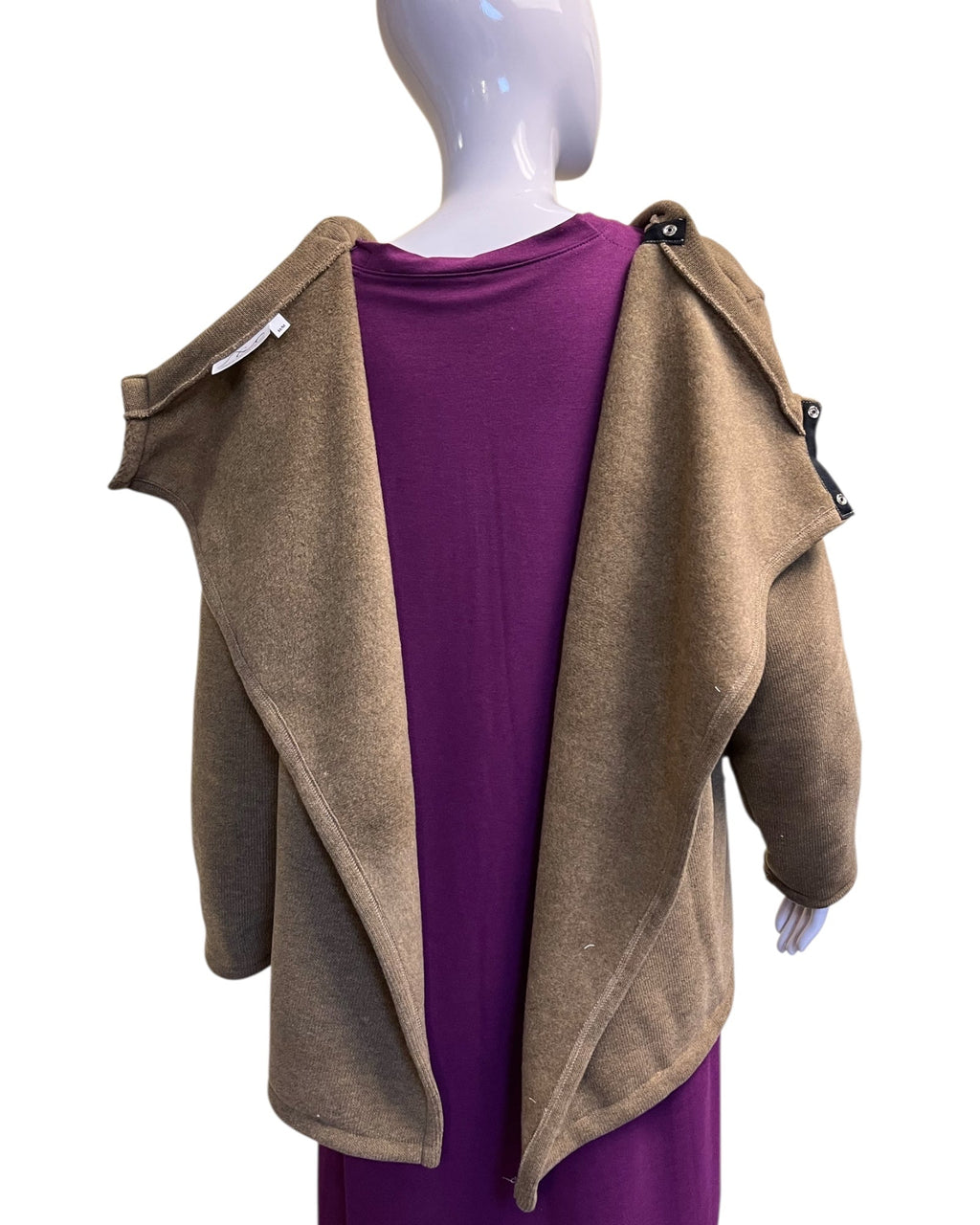 Cardigan en molleton de coton – Ouvert devant et derrière | Fauve