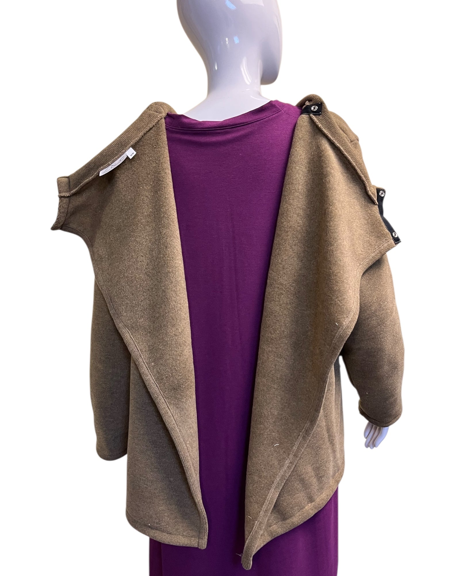 Cardigan en molleton de coton – Ouvert devant et derrière | Fauve