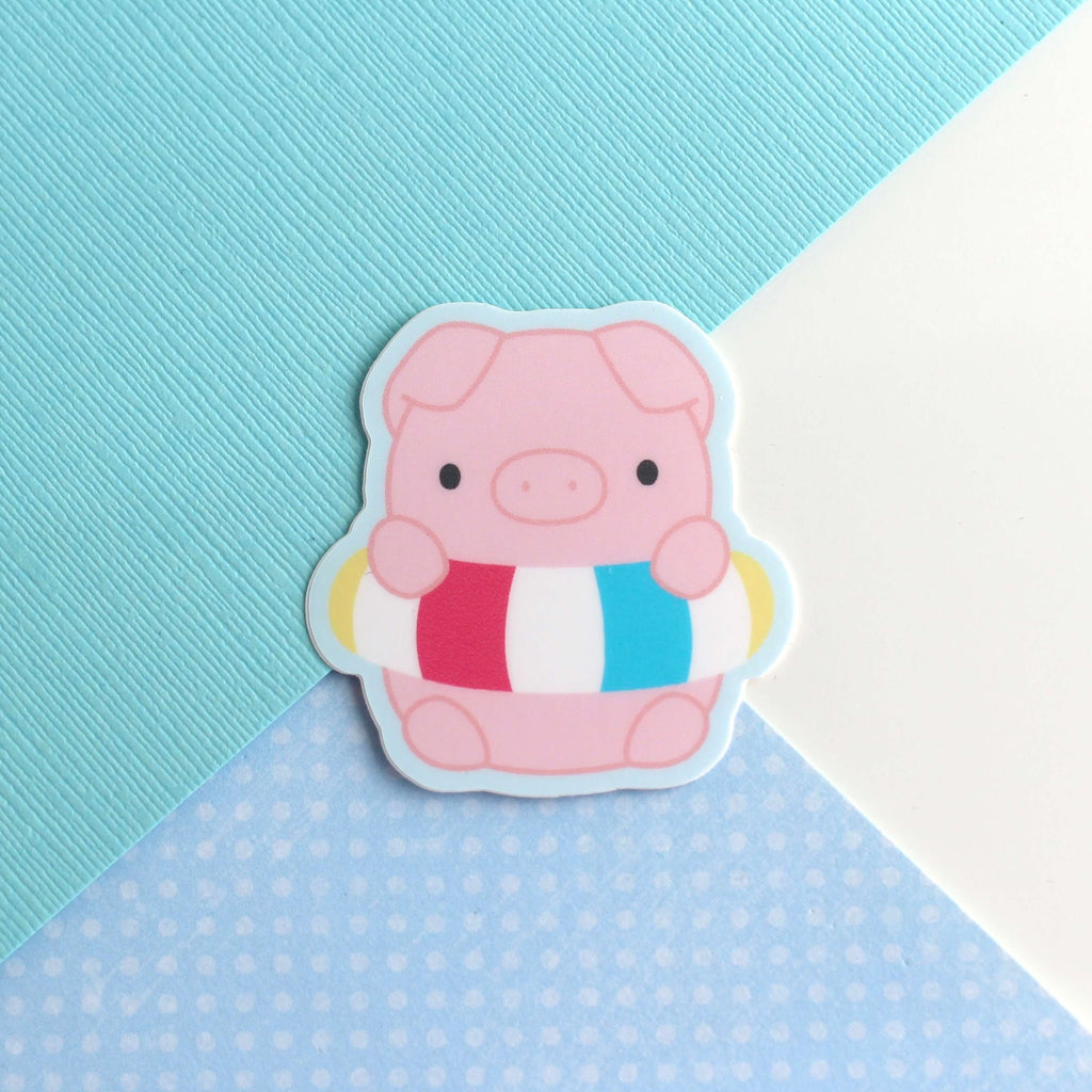 Cochon dans un autocollant en vinyle Floatie