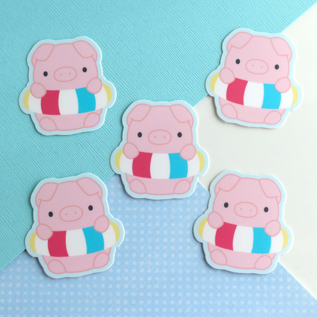 Cochon dans un autocollant en vinyle Floatie