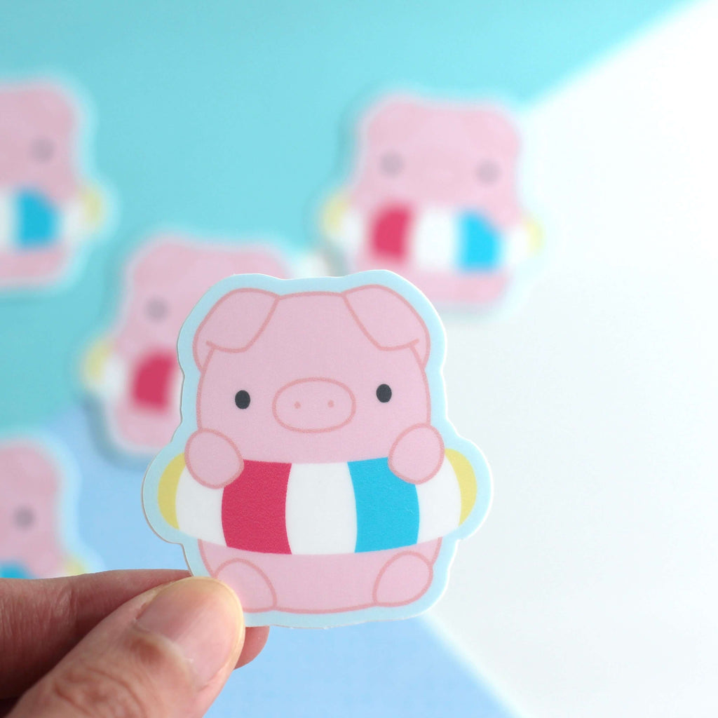 Cochon dans un autocollant en vinyle Floatie