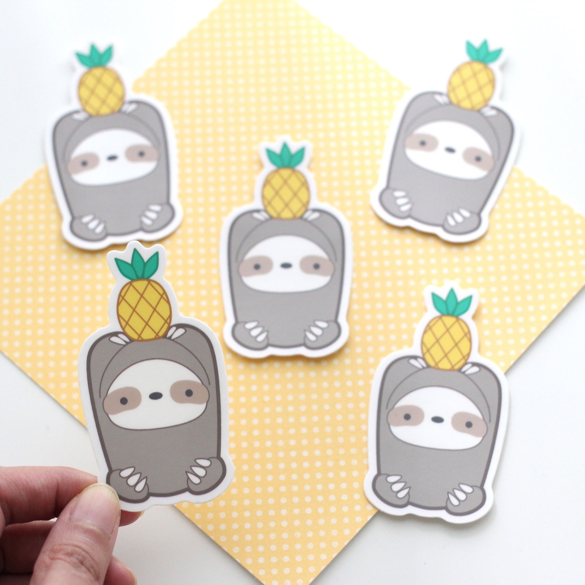 Pineapple Sloth Vinyl Sticker - Cute Sloth Decal Stationery