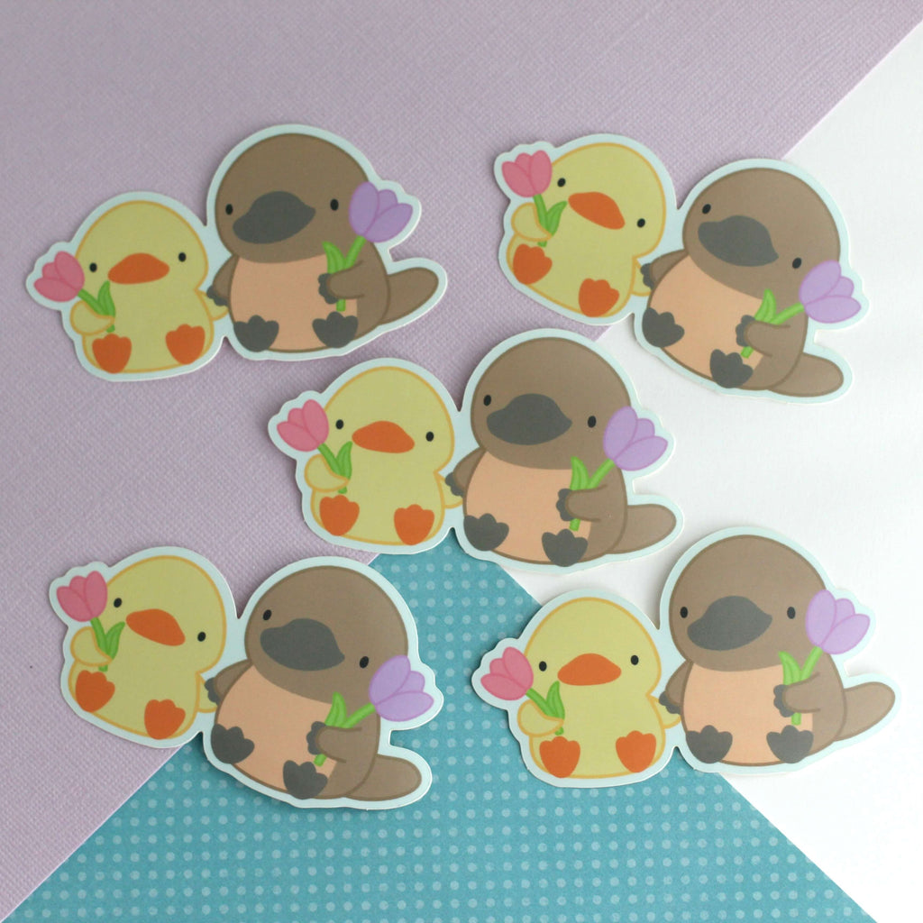 Autocollant en vinyle Ornithorynque et Canard Amis