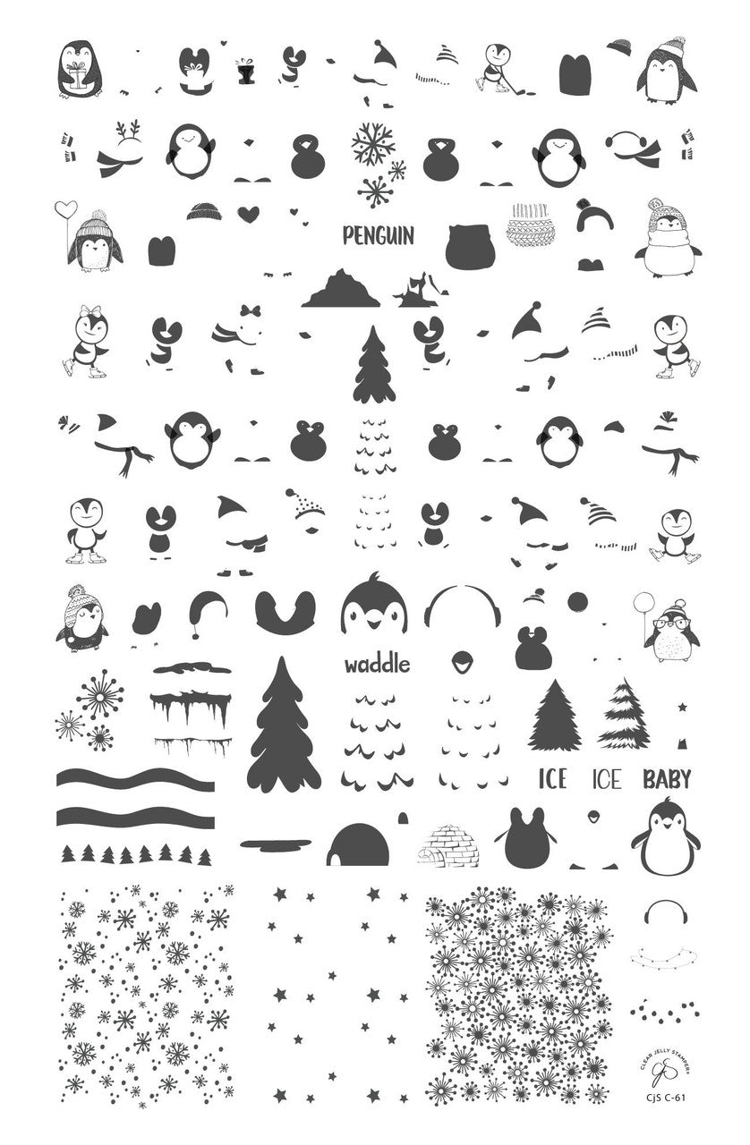 Clear Jelly Stamper - Playful Penguins