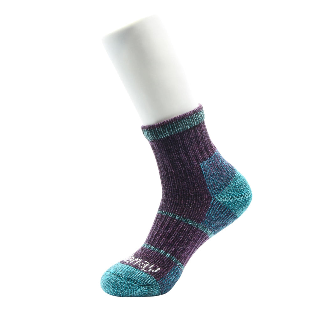 Plum and Aqua Midweight Merino Wool MidCrew Kootenay Sock