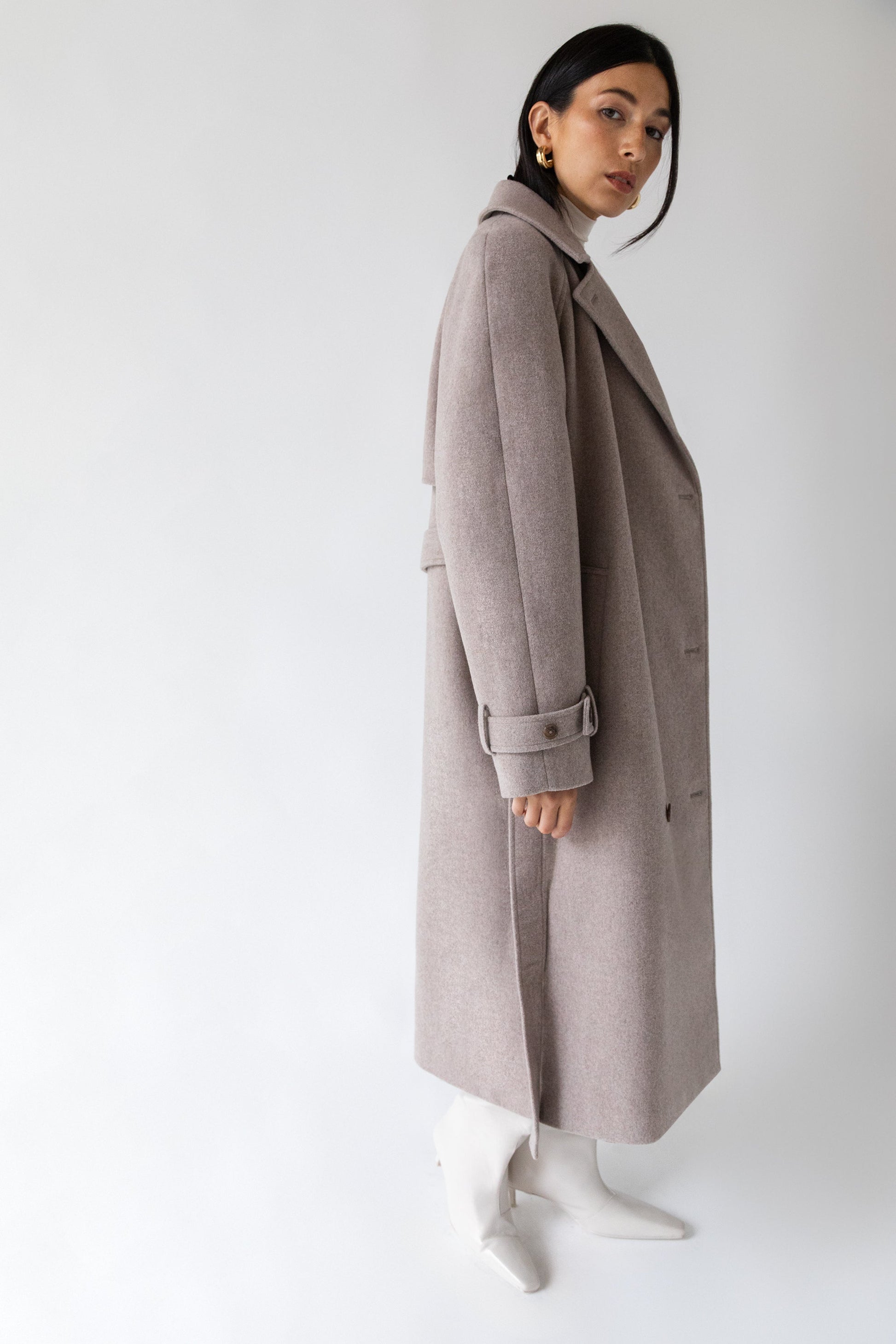 TRENCH-COAT EN LAINE MÉLANGÉE