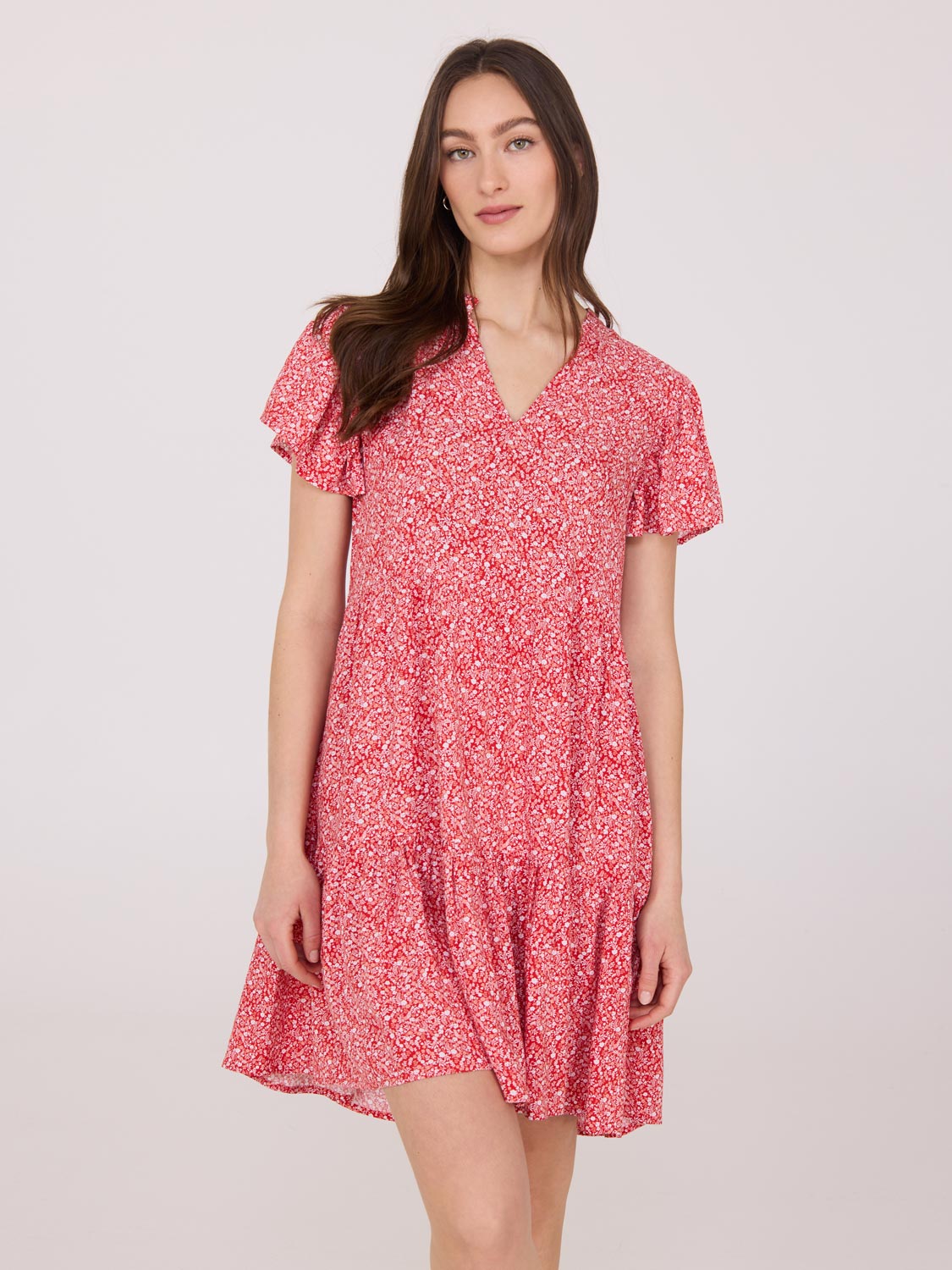 Mini-robe imprimée à manches flottantes