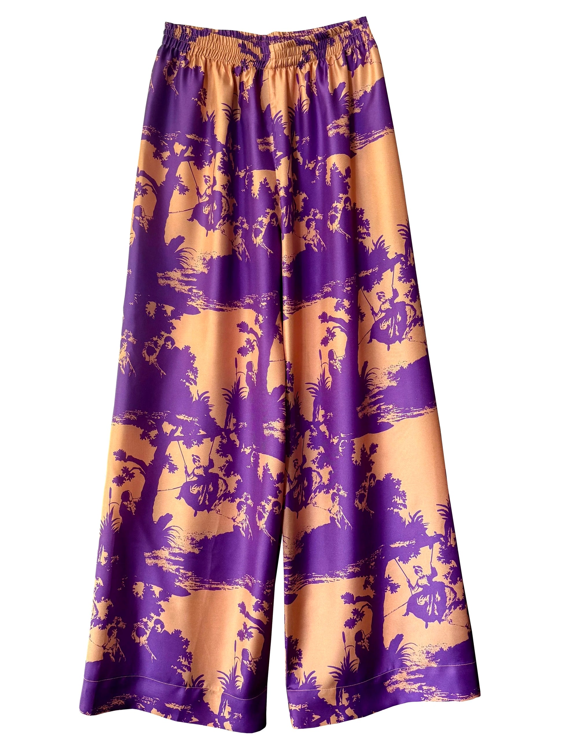 pop toile violet apricot silk pants