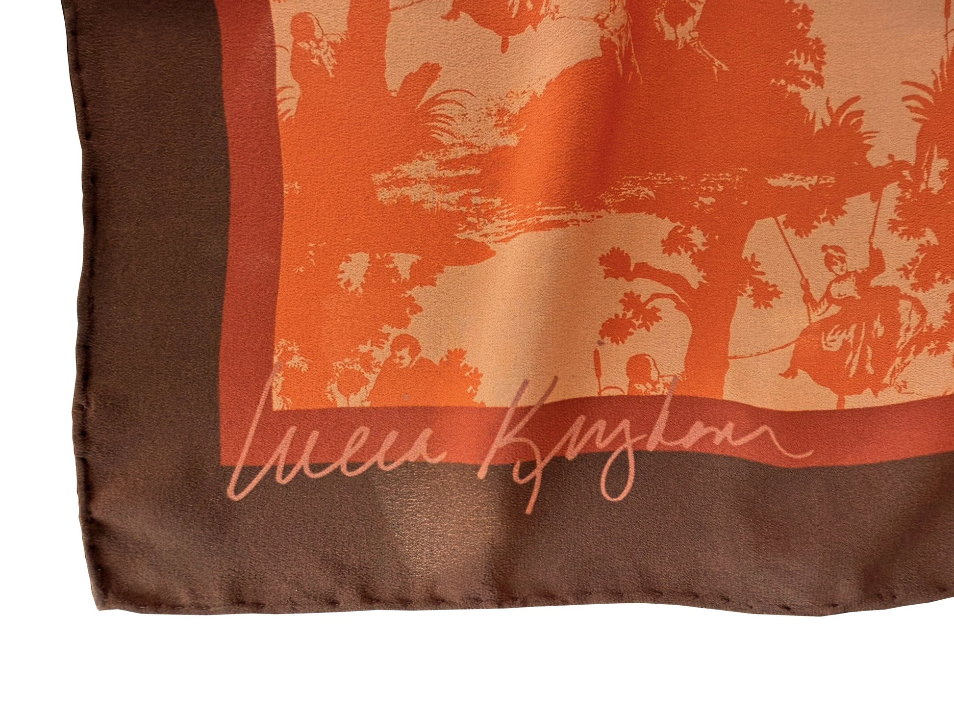 pop toile apricot silk scarf