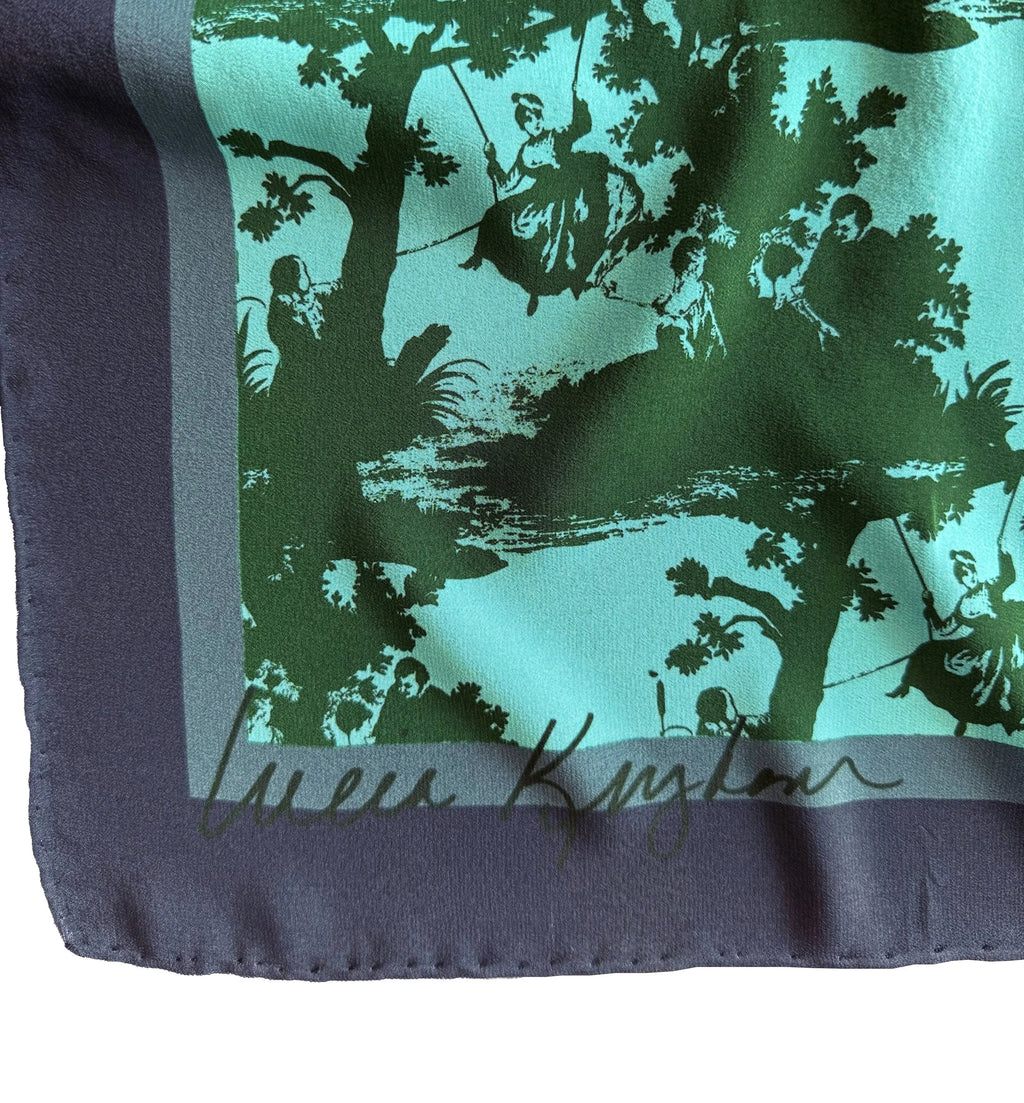 pop toile aqua silk scarf