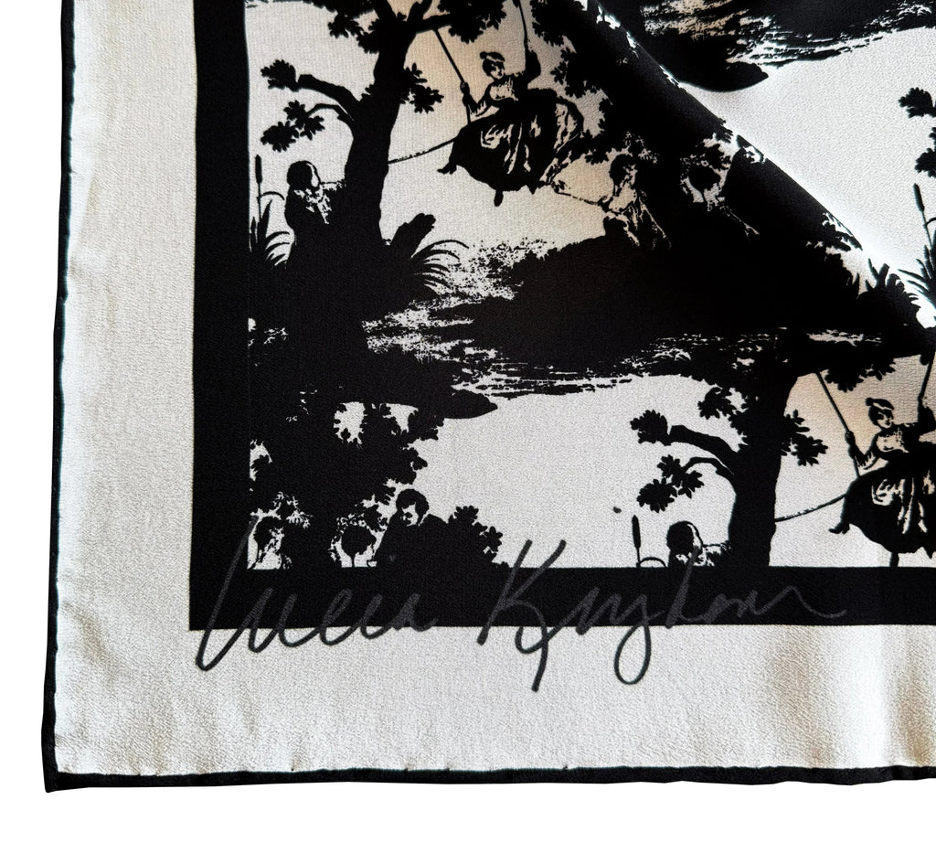 pop toile b&w silk scarf