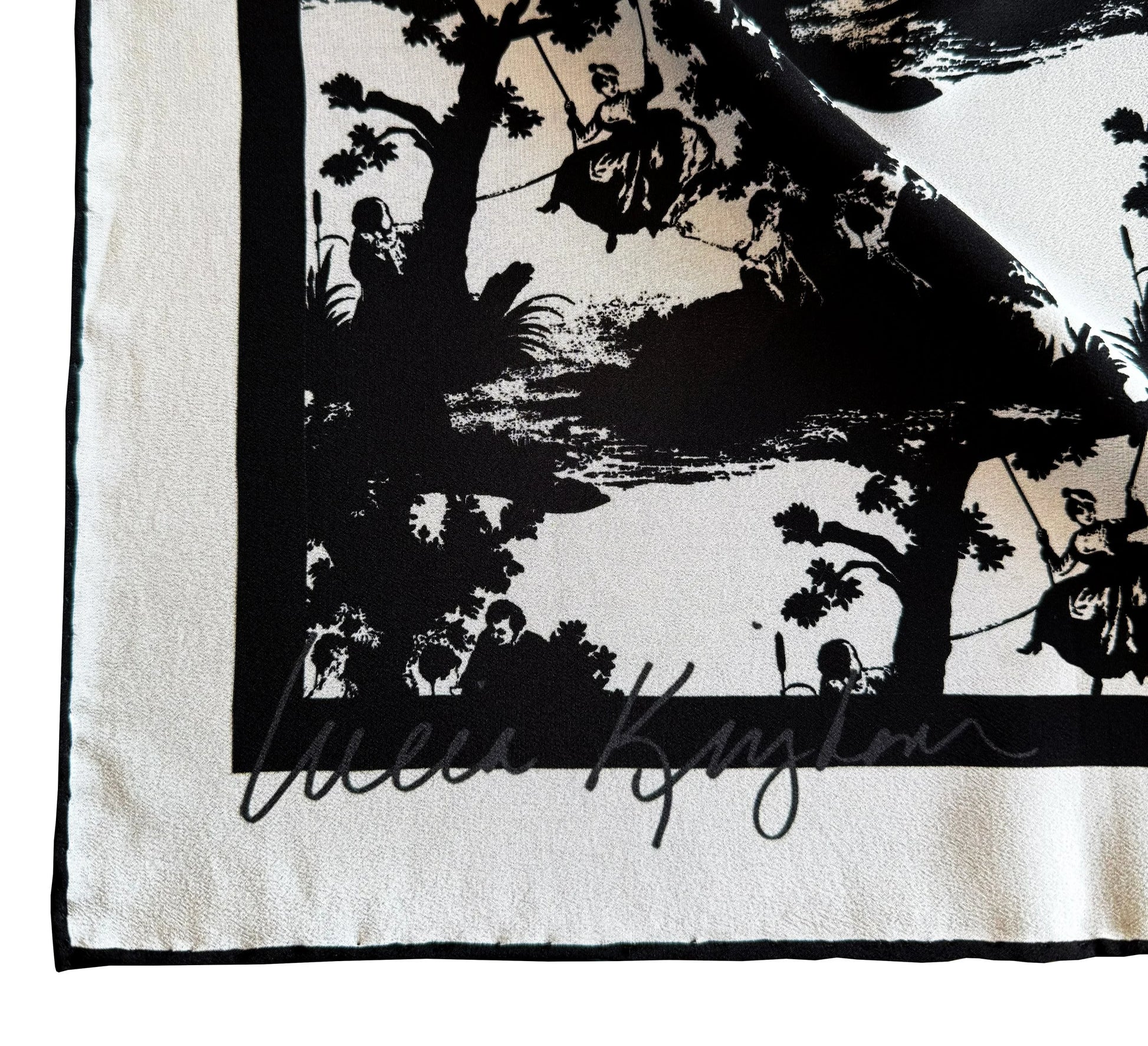 pop toile b&w silk scarf