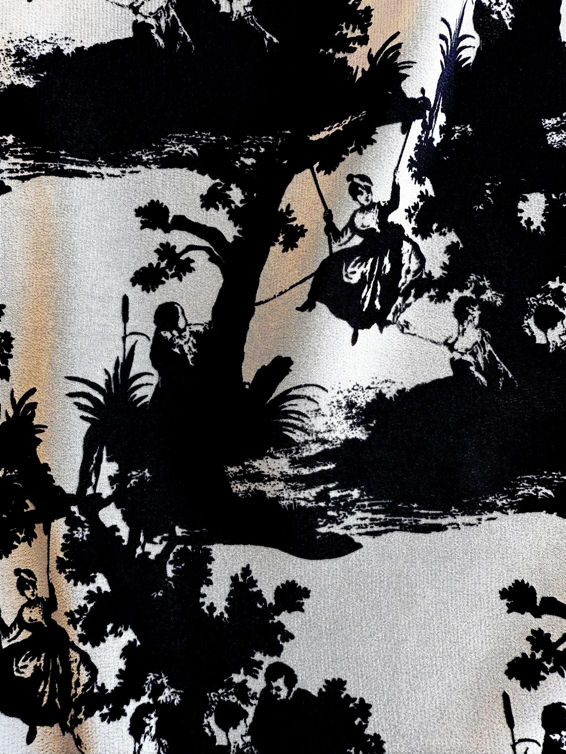 pop toile b&w silk scarf