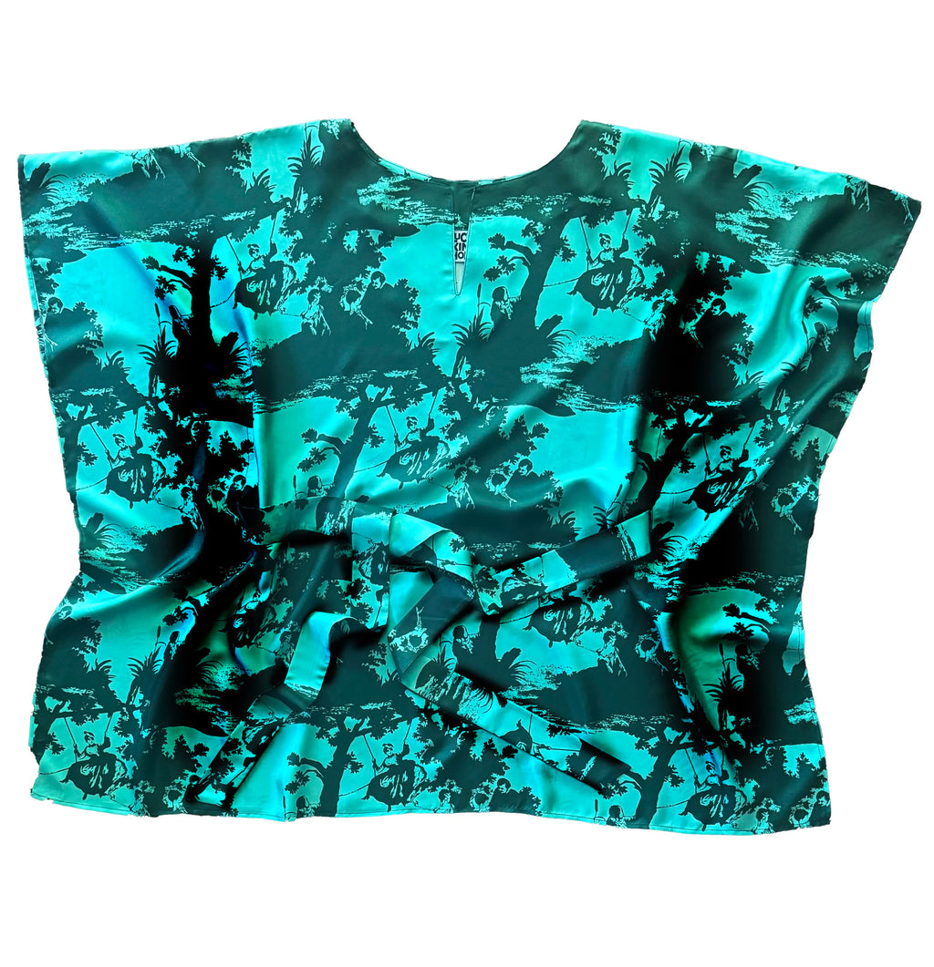 pop toile aqua silk caftan