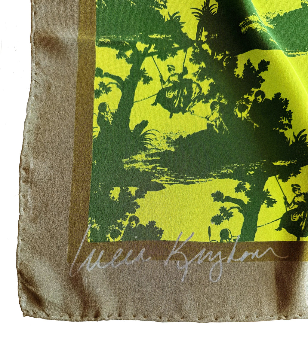 pop toile lime silk scarf