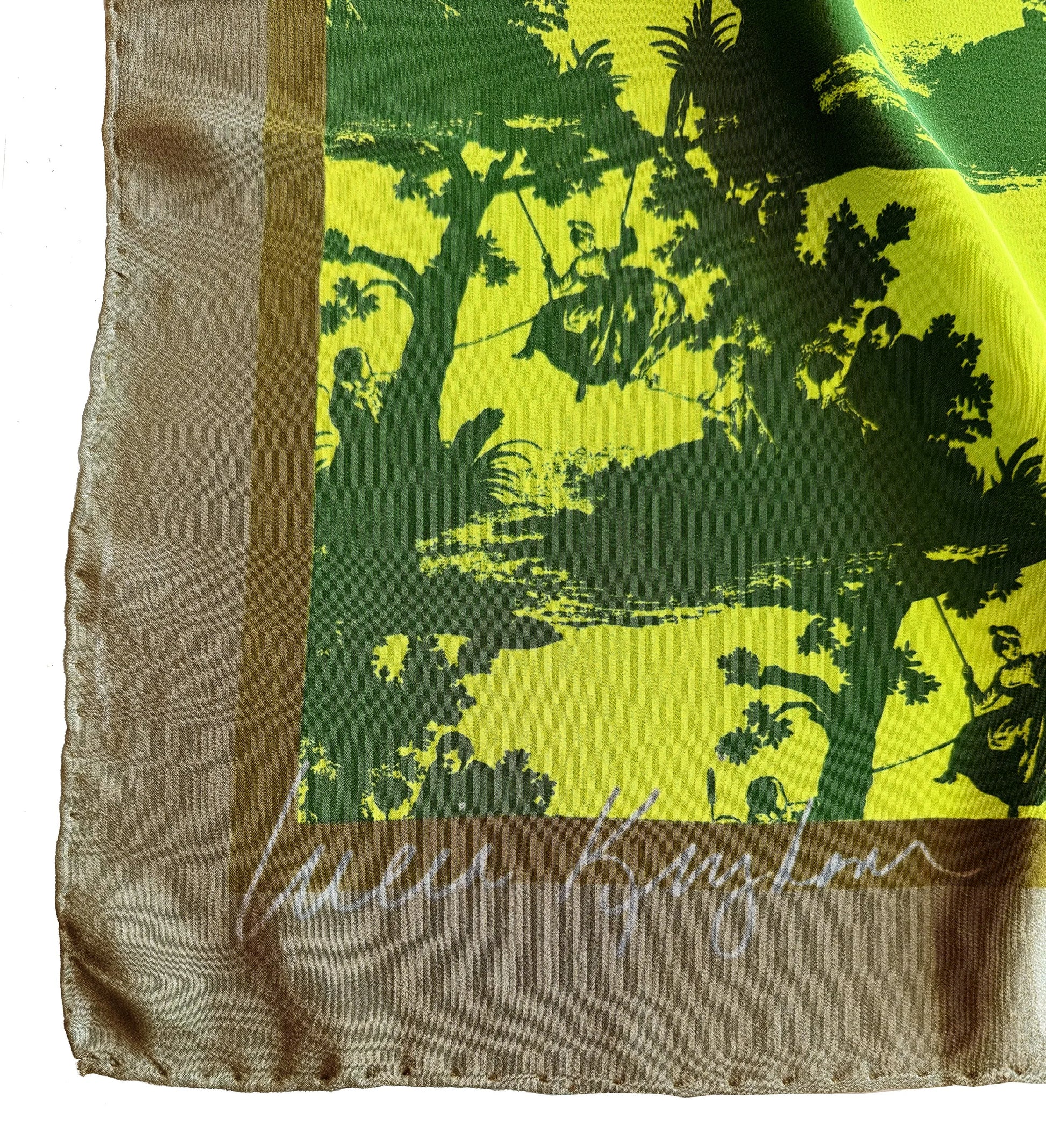 pop toile lime silk scarf