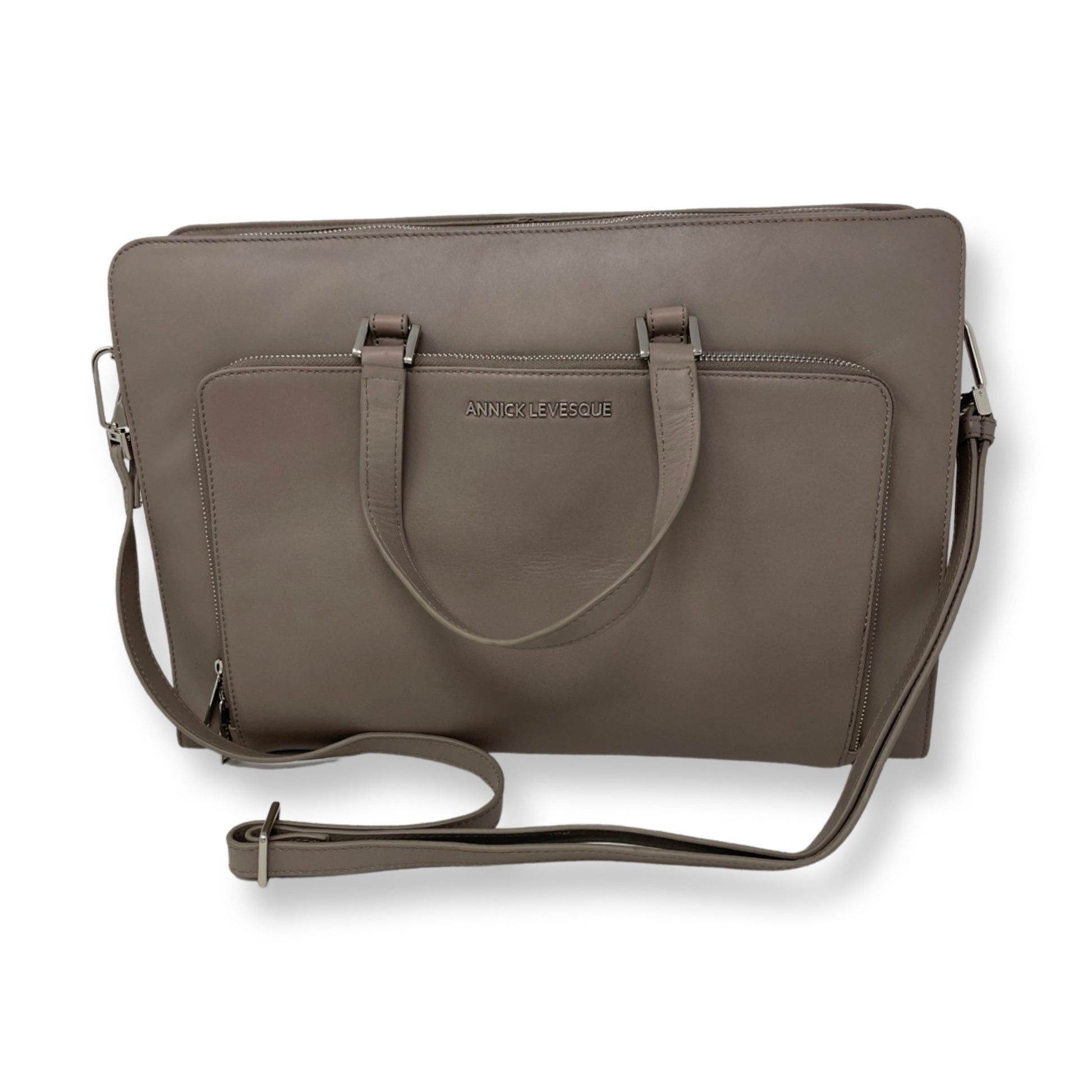 Taupe Leather Laptop Bag | Elizabeth