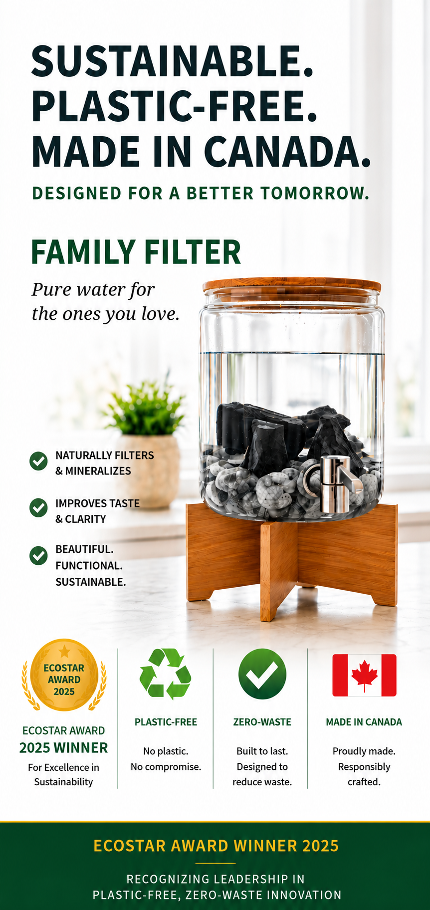 Family Water Filter – Plastic-Free, Long-Lasting Filter Replaces 6 Cartridges