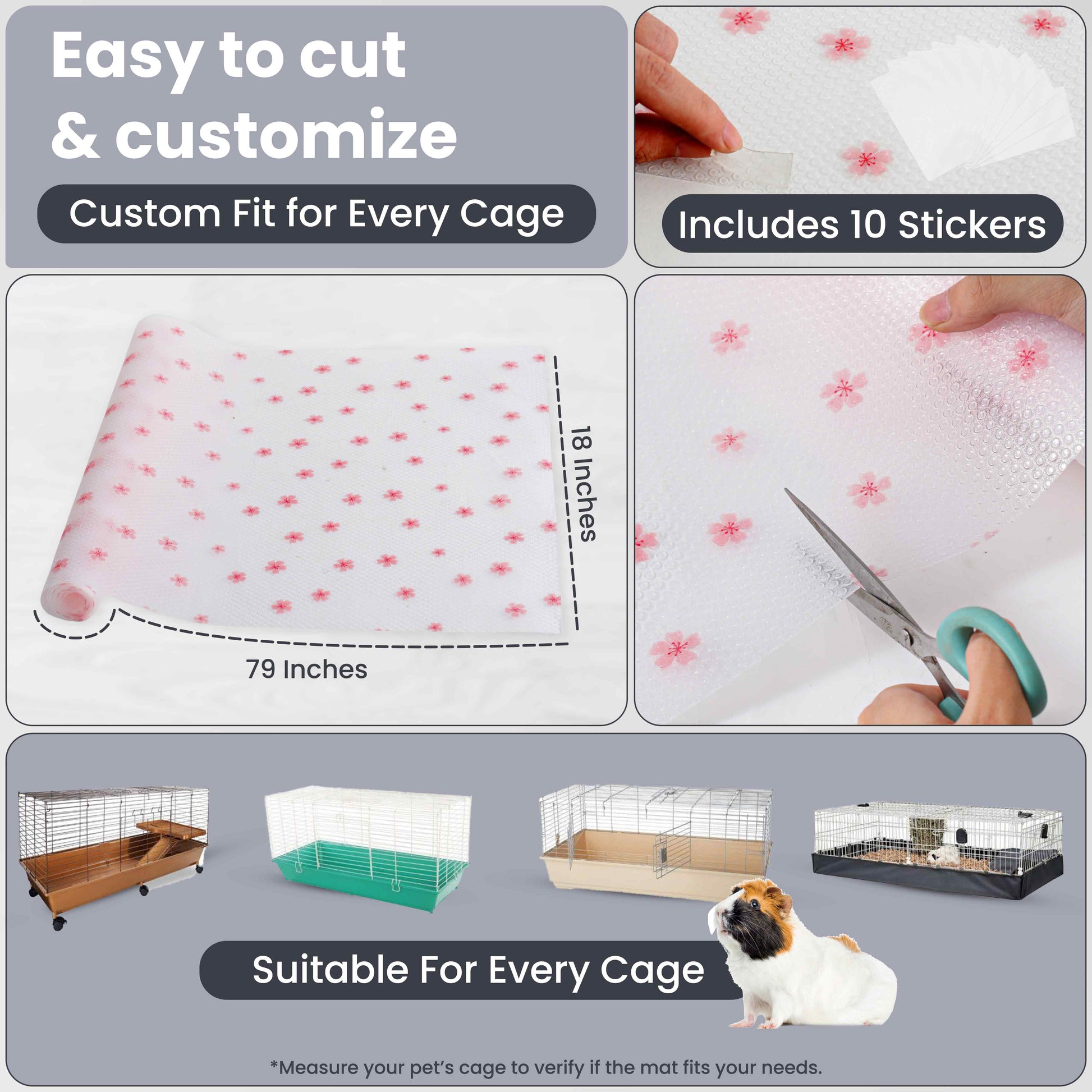 Versatile EVA Cage Liner – Rabbit, Guinea Pig & Reptile Mat, Easily Cut , 18"×79"