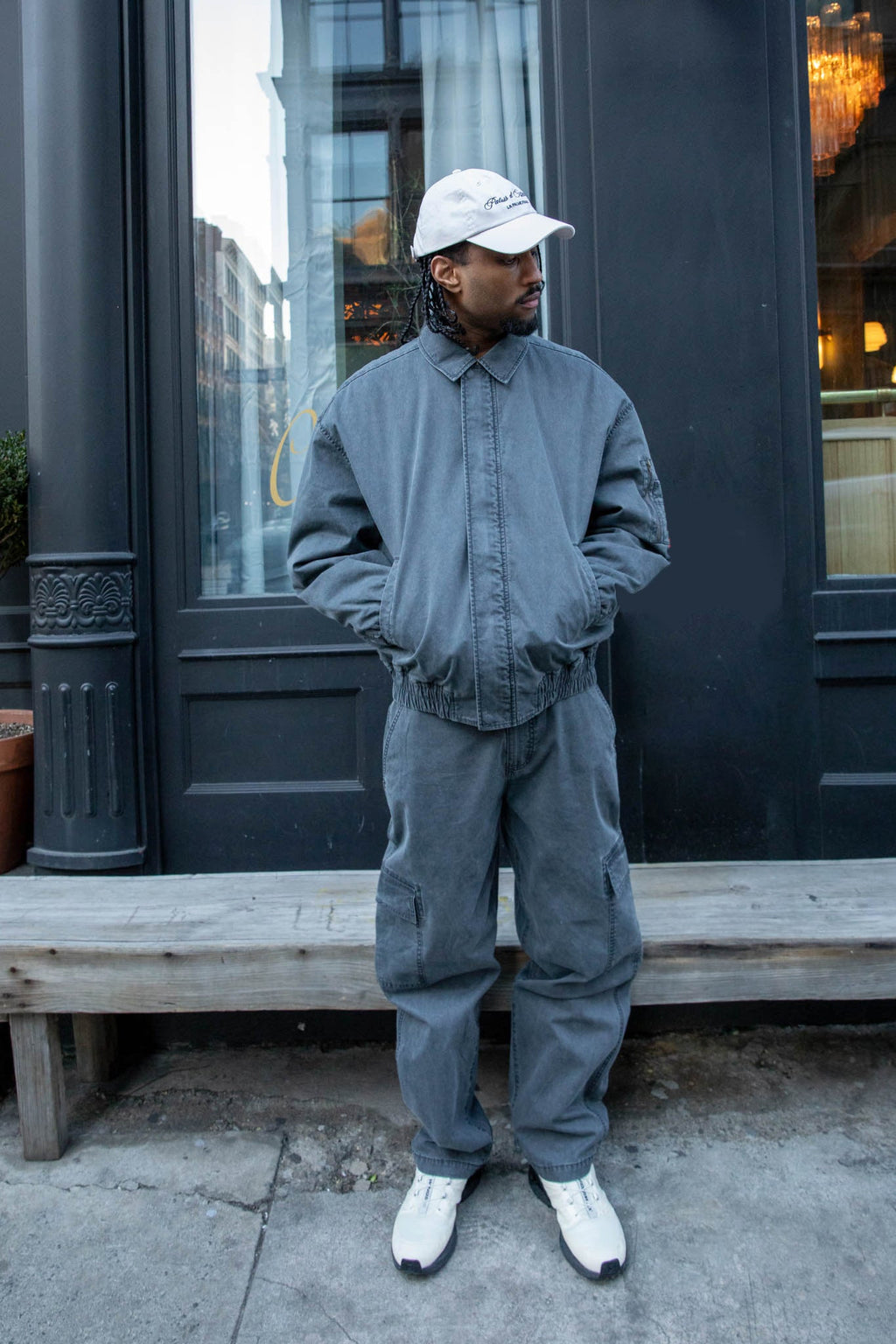 BLOUSON BOMBER UTILITAIRE EN COTON EFFET DÉLAVÉ
