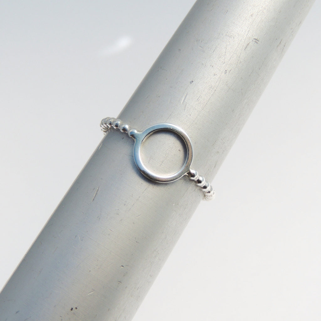 Sterling Silver Open Circle Ring Beaded Band