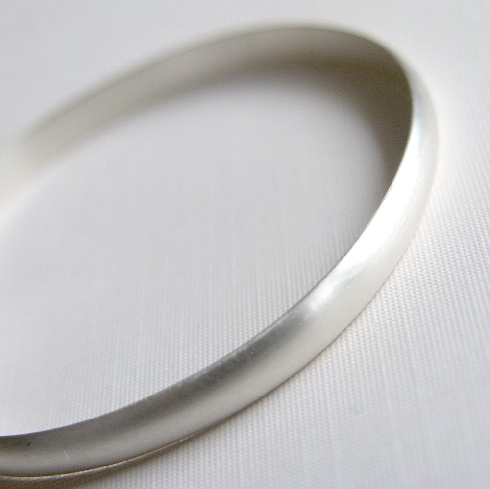 Heavy Bangle Sterling Silver Bracelet Brushed Finish